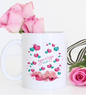 BK Gift Kişiye Özel Beyaz Kupa Bardak Sevgililer Günü Temalı 34