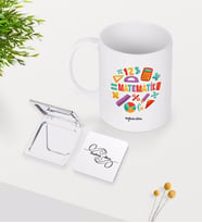 BK Gift Kişiye Özel Matematik Öğretmeni Beyaz Kupa Ayna Seti-13 (Model 1)