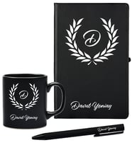 Kişiye Özel Olarak Hazırlanmış Siyah Defter Kupa Kalem Seti
