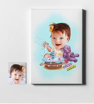 BK Gift Kişiye Özel Bebek Karikatür Kanvas Tablo 50x70cm 8