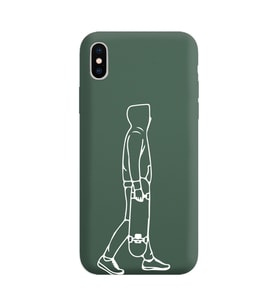 Iphone Xs Çizgi Tasarımlı Koyu Yeşil Lansman Telefon Kılıfı