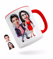 BK Gift Kişiye Özel Sevgililer Karikatürlü Kırmızı Kupa Bardak-4