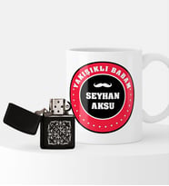 BK Gift Kişiye Özel Yakışıklı Babam Benzinli Çakmak ve Kupa Seti-1 (Model 1)