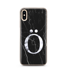 Iphone Xs Siyah Mermer Harf Tasarımlı Telefon Kılıfı Ö-Harfi 