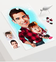 BK Gift Kişiye Özel Baba Kız Karikatür 240 Parça A3 Puzzle  3