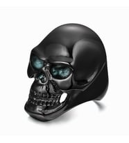 Chavin Siyah Büyük Skull Kurufafa Erkek Yüzük df94