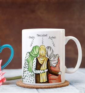 BK Gift Kişiye Özel Türbanlı Beyaz Kupa Bardak 42704