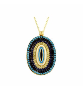 Göz Kolye Oval 3.64 Gram 14 Ayar Altın (Sarı)