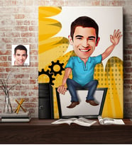 BK Gift Kişiye Özel Bay Bilgisayar Mühendisi Karikatür Kanvas Tablo 70x100cm 1
