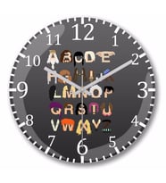 Harry Potter Alphabet Duvar Saati Bombeli Gercek Cam