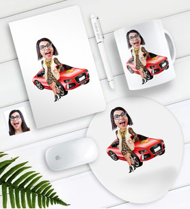 BK Gift Kişiye Özel Bayan Patron Karikatürlü Defter Kalem Kupa Mouse Pad Seti-2 (Model 1)