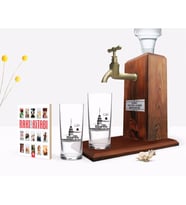 BK Gift Kişiye Özel Renkli Baskılı Kız Kulesi Tasarımlı İkili Rakı Bardağı Ahşap Rakı Standı ve Cep Kitabı Hediye Seti-3 (Model 1)