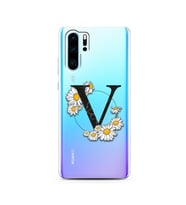 Papatya Harf Tasarım Süper Şeffaf Silikon Telefon Kılıfı Huawei P30 Pro  V-Harfi