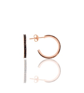 Söğütlü Silver Gümüş rose  onix  taşlı 19 mm tamtur halka küpe