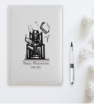 BK Gift Kişiye Özel Tarot High Priestess Azize Beyaz Deri Ajanda
