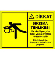 MIGNATIS - Sıkışma Tehlikesi Levhası - Sac Malzeme 35x50cm
