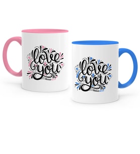 BK Gift Kişiye Özel İkili Seni Seviyorum Pembe  Mavi Sevgili Kupa Bardak Seti  6
