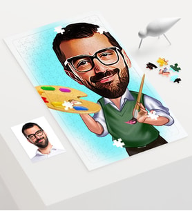 BK Gift Kişiye Özel Bay Ressam Karikatür 240 Parça A3 Puzzle  1