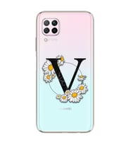 Papatya Harf Tasarım Süper Şeffaf Silikon Telefon Kılıfı Huawei P40 Lite V-Harfi