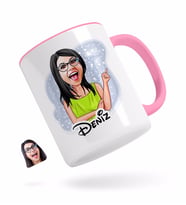 BK Gift Kişiye Özel Kadın Karikatürlü Pembe Kupa Bardak-19