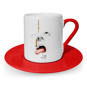 BK Gift Kişiye Özel Cute Face Kırmızı Türk Kahvesi Fincanı  1