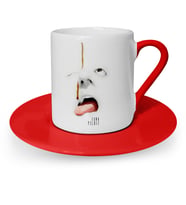 BK Gift Kişiye Özel Cute Face Kırmızı Türk Kahvesi Fincanı  1