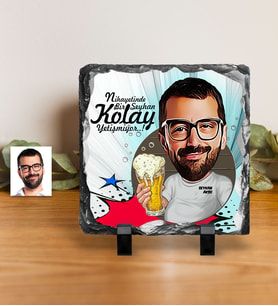 BK Gift Kişiye Özel Şerefe Karikatürlü Dekoratif Doğal Taş  1
