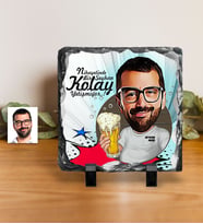 BK Gift Kişiye Özel Şerefe Karikatürlü Dekoratif Doğal Taş  1