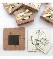 Puzzle Ahşap Magnet yada Davetiye *Nişan - Kına - Nikah - Düğün* Hediyelikleri 30 Adet