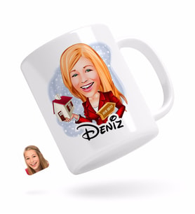 BK Gift Kişiye Özel Kadın Emlakçı Karikatürlü Beyaz Kupa Bardak-2