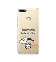 Snoopy Tasarımlı Süper Şeffaf Silikon Telefon Kılıfı Huawei Honor 7C- y7 2018 