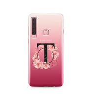 Pembe Çiçekli Harf Tasarım Süper Şeffaf Silikon Telefon Kılıfı Samsung A9 (2018)