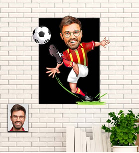 Kişiye Özel Sarı Kırmızı  Sporcu Hediye Karikatürlü Uv Baskılı Ahşap Tablo