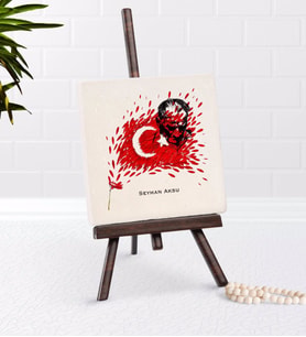 BK Gift Kişiye Özel Atatürk Temalı Şovaleli Doğal Taş-3 (Beyaz)