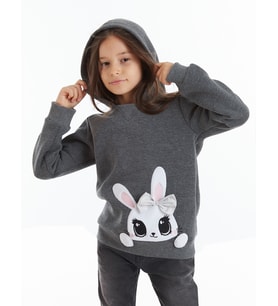Şirin Tavşan Kız Sweatshirt (Gri)