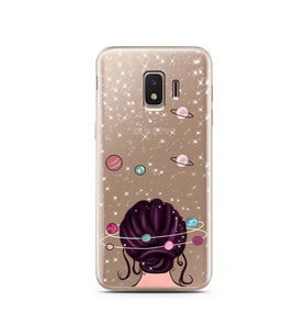 Space Girl Tasarım Süper Şeffaf Silikon Telefon Kılıfı Samsung J2 Core