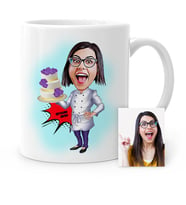 BK Gift Kişiye Özel Bayan Pasta Şefi Karikatür Beyaz Kupa Bardak  1