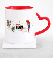 BK Gift Kişiye Özel Mesleki Veteriner Hekim Kırmızı Kalpli Kupa Bardak  5