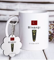 BK Gift Kişiye Özel Mesleki Binbaşı Beyaz Kupa ve Anahtarlık Hediye Seti (Model 1)