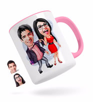 BK Gift Kişiye Özel Sevgililer Karikatürlü Pembe Kupa Bardak-4