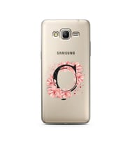 Pembe Çiçekli Harf Tasarım Süper Şeffaf Silikon Telefon Kılıfı Samsung Grand Pri