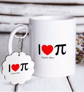 BK Gift Kişiye Özel Matematik Öğretmeni Beyaz Kupa ve Anahtarlık Hediye Seti-12 (Model 1)