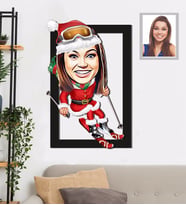 Kişiye Özel Yılbaşı Bayan Karikatürlü 3D Ahşap Tablo 30x47 Model-9