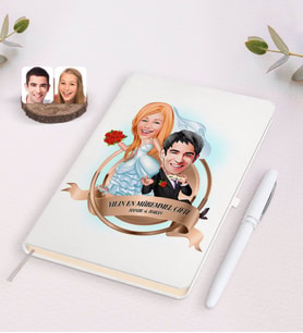 BK Gift Kişiye Özel Yılın En Mükemmel Çifti Karikatürlü Beyaz Defter ve Kalem Hediye Seti-67