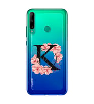 Pembe Çiçekli Harf Tasarım Süper Şeffaf Silikon Telefon Kılıfı Huawei P40 Lite E