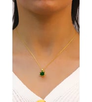 Lotus Çiçeği Zümrüt Taşlı Gümüş Kolye