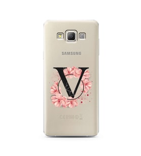 Pembe Çiçekli Harf Tasarım Süper Şeffaf Silikon Telefon Kılıfı Samsung A7 (2015)