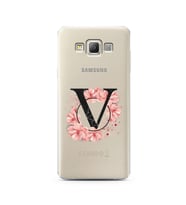 Pembe Çiçekli Harf Tasarım Süper Şeffaf Silikon Telefon Kılıfı Samsung A7 (2015)