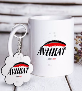 BK Gift Kişiye Özel Mesleki Avukat Beyaz Kupa ve Anahtarlık Hediye Seti-7 (Model 1)