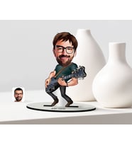 BK Gift Kişiye Özel Bay Gitarist Karikatür Ahşap Biblo  1